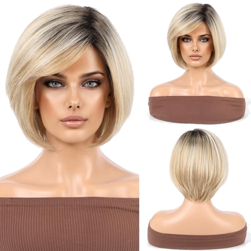 RSY 12 Inch Short Layered Bob Wig with Bangs