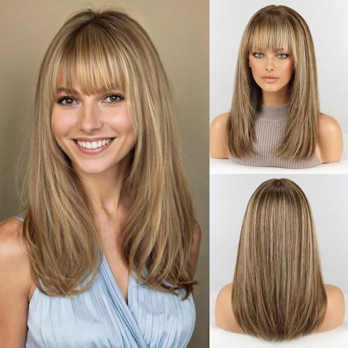 RSY 16 Inch Ash Brown Human Hair Wigs for Women