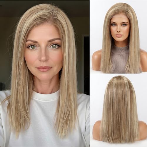 RSY Ash Blonde Human Hair Lace Front Wigs for Women